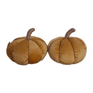 Ways To Celebrate Velvet Pumpkin Jute Stem & Trim Orangish Yellow Lot Of 2